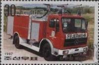 (1987-029) Марка Северная Корея "Химическая пожарная машина"   Пожарные машины III Θ