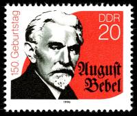 (1990-013) Марка Германия (ГДР) "Август Бебель"    150 лет рождения III Θ