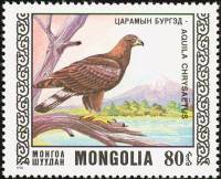 (1976-029) Марка Монголия "Беркут"    Охраняемые виды хищных птиц III O
