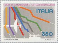 (№1986-1978) Марка Италия 1986 год "Телекоммуникации", Гашеная
