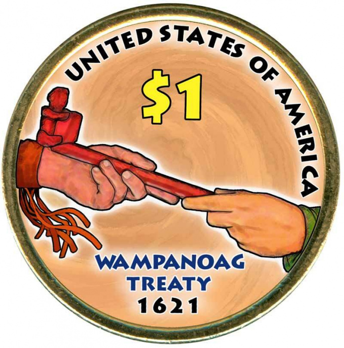 (2011d) Монета США 2011 год 1 доллар   Трубка мира Латунь  COLOR. Цветная