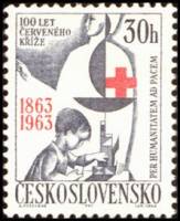 (1963-035) Марка Чехословакия "Красный Крест"    100-летие международного Общества Красного Креста I