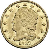 (1831) Монета США 1831 год 2,5 полдоллара  2. Уменьшенный диаметр Золото Au 917  UNC