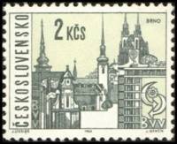 (1965-079) Марка Чехословакия "Брно" Бумага простая    Чехословацкие города (Стандартный выпуск) II 