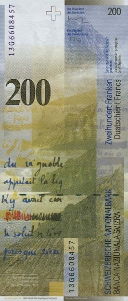 () Банкнота Швейцария 2013 год 200  &quot;&quot;   UNC