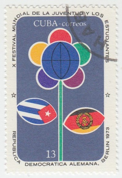 (1973-048) Марка Куба &quot;Эмблема&quot;    Фестиваль молодежи и студентов III Θ