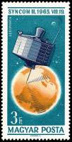 (1965-109) Марка Венгрия "Спутник Syncom 3, США"    Успехи в освоении космоса II Θ