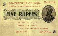 (№1917P-3) Банкнота Индия 1917 год "5 Rupees" (Подписи: M)