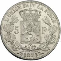 () Монета Бельгия 1865 год 50  ""   Биметалл (Серебро - Ниобиум)  UNC