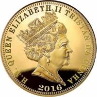 () Монета Тристан да Кунья 2016 год 1 крона ""  Медно-никелевый сплав, покрытый золотом  PROOF