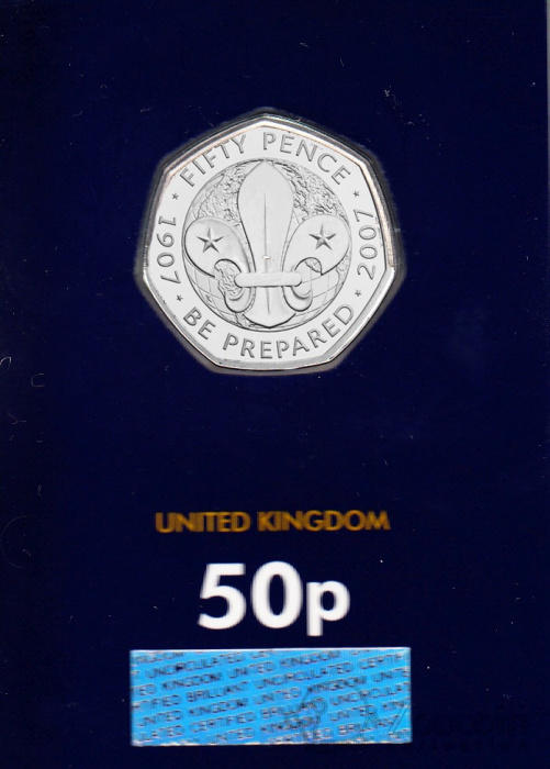 (2019) Монета Великобритания 2019 год 50 пенсов &quot;Скаутское движение&quot;  Медь-Никель  Буклет