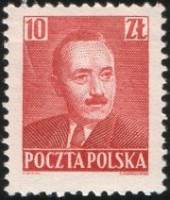 (1950-005) Марка Польша "Б. Берут (Карминовая)"   Президент Б. Берут (1892-1956) (Стандартный выпуск
