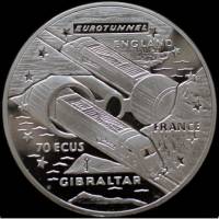 (№1994km1024) Монета Гибралтар 1994 год 70 Ecu (Тоннель Евро)