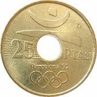 (№1990km850) Монета Испания 1990 год 25 Pesetas (Летние Олимпийские Игры 1992 - Дискобол)
