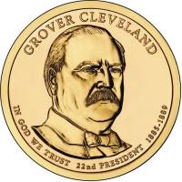 22s Монета США 2012 год 1 доллар Гровер Кливленд 2012 год Латунь  PROOF