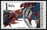 (1975-027) Марка Чехословакия "Сиамские боевые рыбы" ,  III O