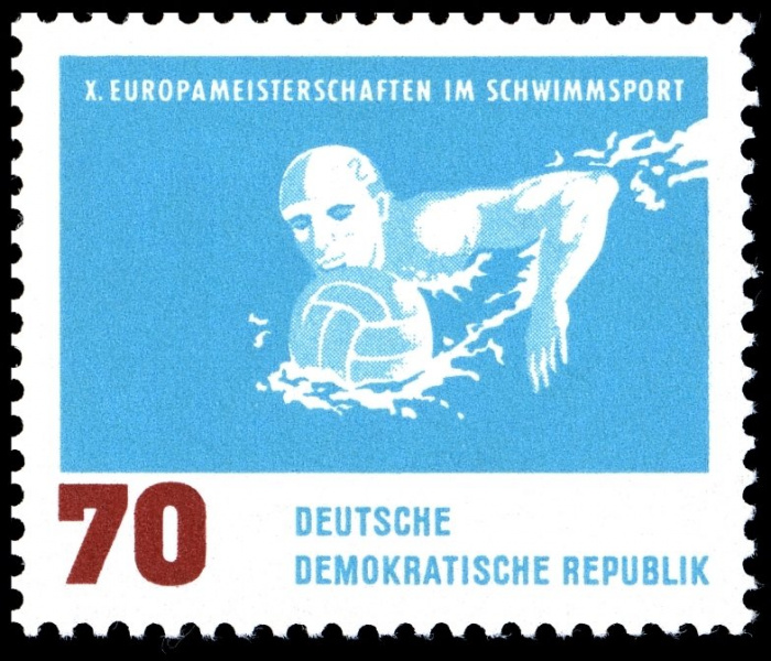 (1962-047) Марка Германия (ГДР) &quot;Водное поло&quot;    ЧЕ по плаванию II Θ