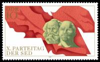 (1981-012) Марка Германия (ГДР) "Маркс и Ленин"    Съезд СЕПГ II Θ