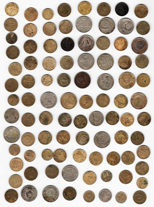 Набор монет СССР (93 штуки), Состояния и номиналы на фото