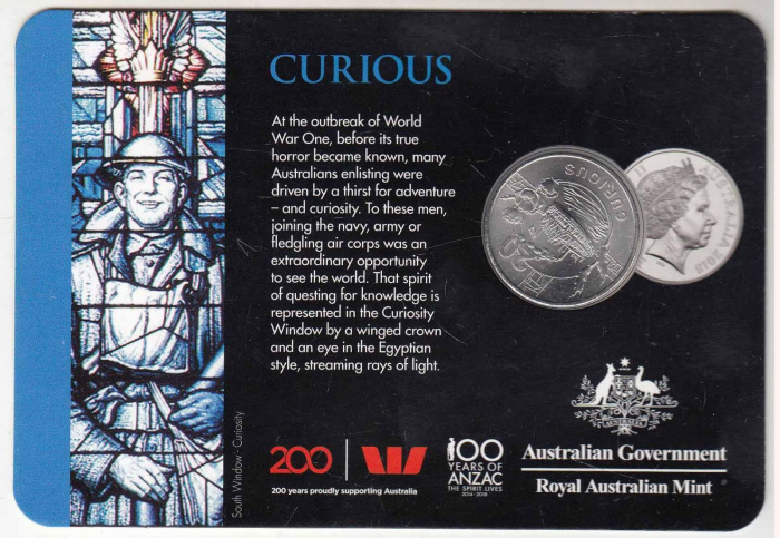 (2018) Монета Австралия 2018 год 20 центов &quot;Любопытный&quot;  Медь-Никель  Блистер