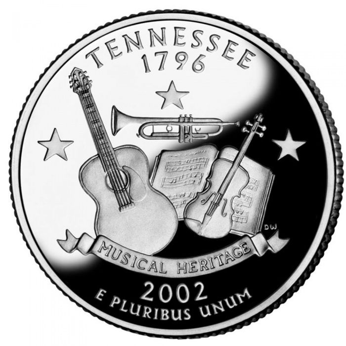 (016p) Монета США 2002 год 25 центов &quot;Теннесси&quot;  Медь-Никель  UNC