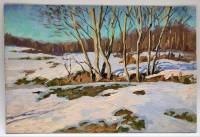 Картина Тулаев В. Н. 1972 г. Начало весны пейзаж масло картон 35х24 см