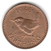 1948 Монета Великобритания 1948 год 1 фартинг Крапивник  Бронза  XF