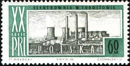 (1964-052) Марка Польша &quot;Электростанция&quot; , III Θ