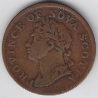 Монета Новая Шотландия Банковский жетон 1/2 пенни 1824 год, (Состояние - VF)