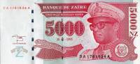 (,) Банкнота Заир 1995 год 5 000 новых заиров "Мобуту Сесе Секо"   UNC