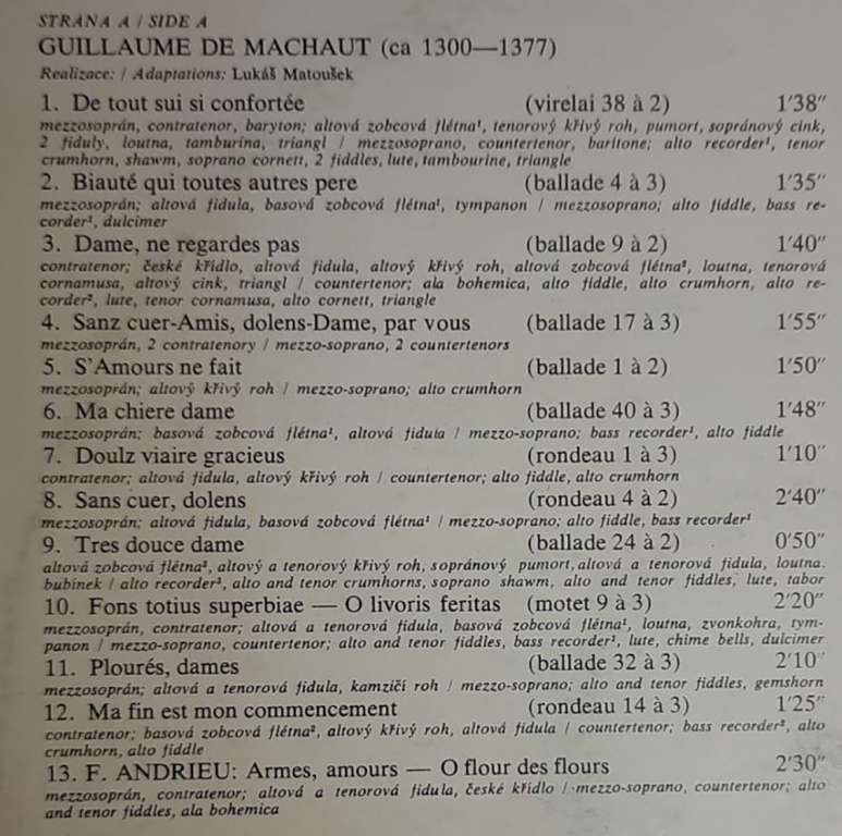 Пластинка виниловая , Hommage a machaut Panton 300 мм. (Сост. на фото)