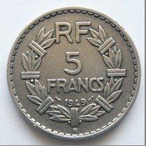 (1949) Монета Франция 1949 год 5 франков &quot;Марианна&quot;  Алюминий  VF