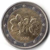 (2006) Монета Финляндия 2006 год 2 евро  1-й тип образца 1999-2006 с буквой М Биметалл  VF