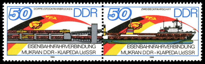 (1986-069) Лист (2 м) Германия (ГДР) &quot;Транспорт&quot;    Открытие ЖД Мукура-Клайпеда II Θ