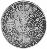 (№1693km191) Монета Норвегия 1693 год 1/2 Speciedaler