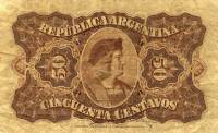 (№1895P-230a.2) Банкнота Аргентина 1895 год "50 Centavos" (Подписи: Marin  Areco)