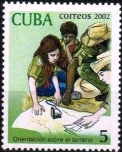 (№4414) Марка Куба 2002 год &quot;Читая карте&quot;, Гашеная