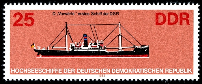 (1982-053) Марка Германия (ГДР) &quot;Корабль &quot;Вперед&quot;&quot;    Океанские суда III Θ