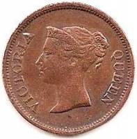 () Монета Стрейтс Сетлментс («Поселения у пролива»)  1845 год 14  ""   Медь  UNC