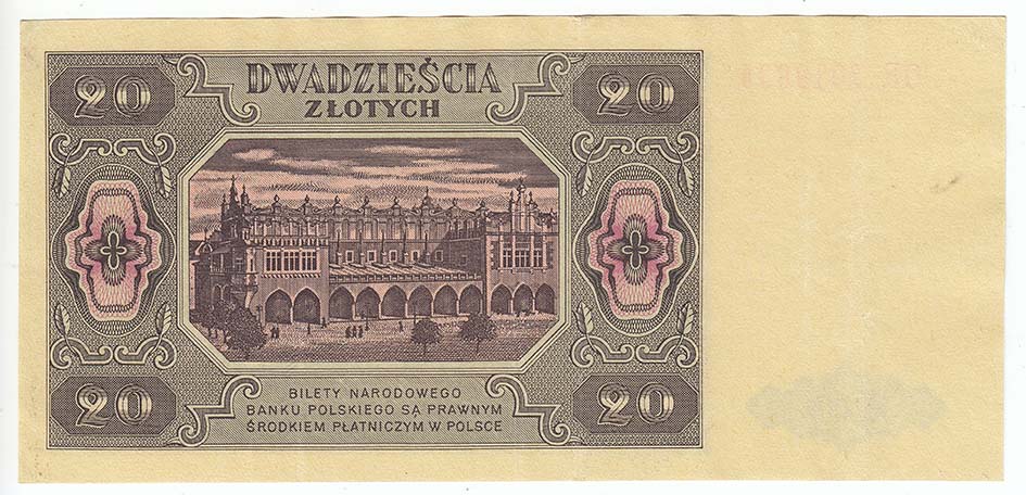 (1948) Банкнота Польша 1948 год 20 злотых &quot;Крестьянка&quot;   XF