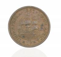 () Монета ЮАР (Южная Африка) 1957 год   ""   Серебрение  VF