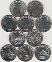 2014 5 монет 25 центов Смесь дворов Набор США  год Парки    UNC