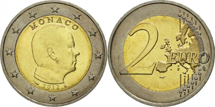 (2012) Монета Монако 2012 год 2 евро &quot;Альберт II&quot;  Биметалл  UNC