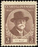 (1935-004) Марка Чехословакия "Т. Массарик (Коричневая)"    85 лет со дня рождения Т. Масарика II Θ