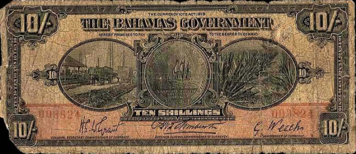 (№1919P-3a) Банкнота Багамские острова 1919 год &quot;10 Shillings&quot;