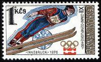 1976-006  Марка Чехословакия Прыжки с трамплина   Зимние Олимпийские Игры 1976, Инсбрук II Θ