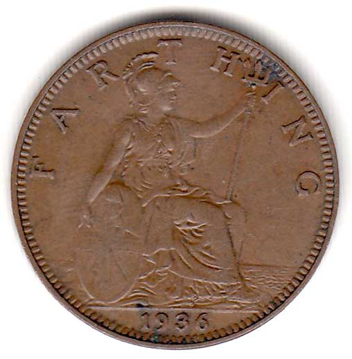 (1936) Монета Великобритания 1936 год 1 фартинг &quot;Георг V&quot;  Бронза  XF