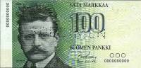(1986) Банкнота Финляндия 1986 год 100 марок "Ян Сибелиус" Kullberg - Koivikko  UNC