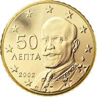 (2002) Монета Греция 2002 год 50 центов  1. Старая карта ЕС Северное золото  UNC