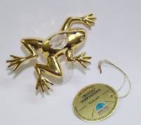 Сувенир Лягушка 9*4 см  металл покрытие золото 24 к. кристаллы Сваровски США  новый